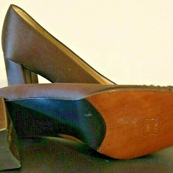 Stuart Weitzman Women's Sz 8 Brown Shimmer Square Toed Rhinestone Heels - Picture 5 of 7